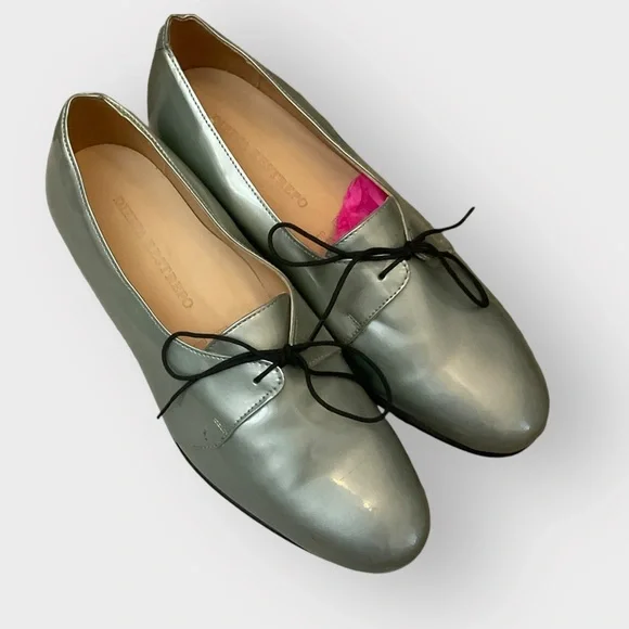 Dieppa Restrepo Metallic Mint Leather Lace Oxfords 8.5 - Like New! - Picture 7 of 8